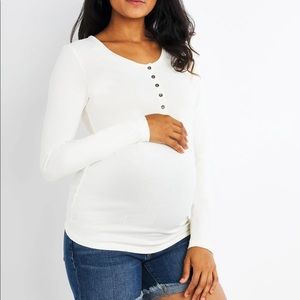 NWT Button Front Rib Knit Maternity Shirt
